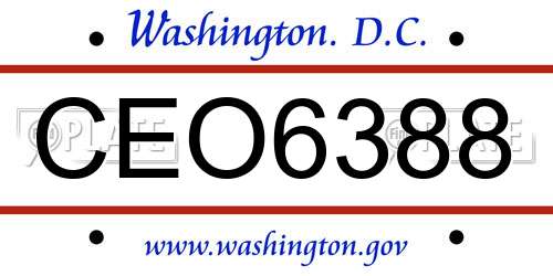 CEO6388 District Of Columbia License Plate