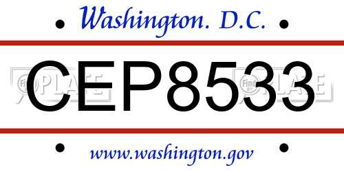 CEP8533 District Of Columbia License Plate