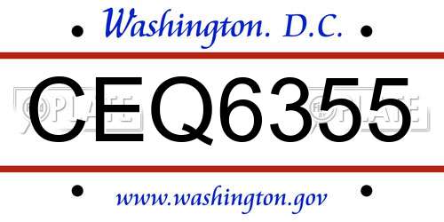 CEQ6355 District Of Columbia License Plate