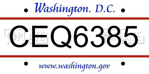 CEQ6385 District Of Columbia License Plate