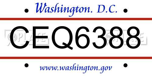 CEQ6388 District Of Columbia License Plate
