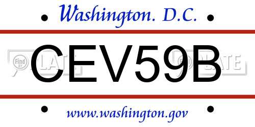 CEV59B District Of Columbia License Plate