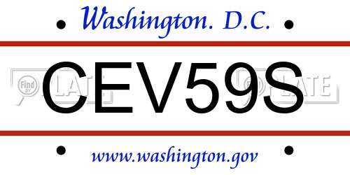 CEV59S District Of Columbia License Plate