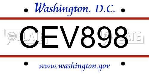 CEV898 District Of Columbia License Plate