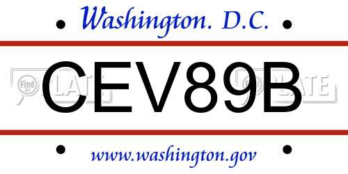 CEV89B District Of Columbia License Plate