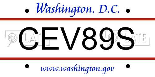 CEV89S District Of Columbia License Plate