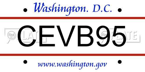 CEVB95 District Of Columbia License Plate