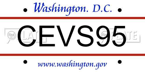 CEVS95 District Of Columbia License Plate