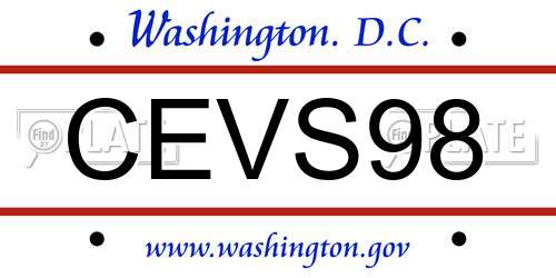 CEVS98 District Of Columbia License Plate