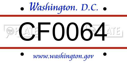 CF0064 District Of Columbia License Plate
