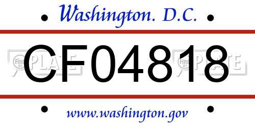 CF04818 District Of Columbia License Plate