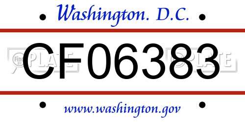 CF06383 District Of Columbia License Plate