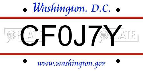 CF0J7Y District Of Columbia License Plate