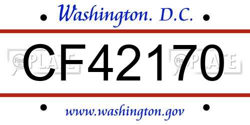 CF42170 District Of Columbia License Plate