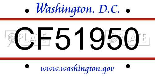 CF51950 District Of Columbia License Plate