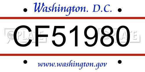 CF51980 District Of Columbia License Plate