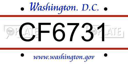 CF6731 District Of Columbia License Plate