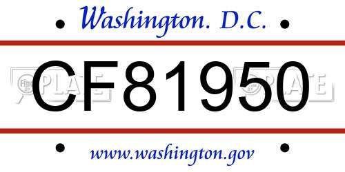 CF81950 District Of Columbia License Plate