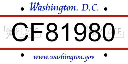 CF81980 District Of Columbia License Plate