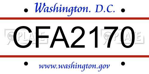 CFA2170 District Of Columbia License Plate