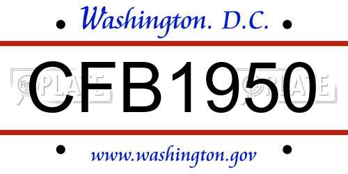 CFB1950 District Of Columbia License Plate