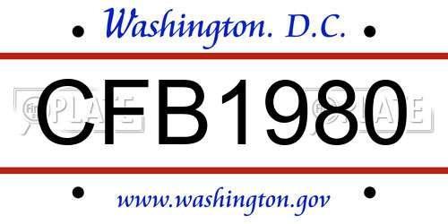 CFB1980 District Of Columbia License Plate