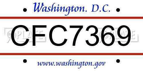CFC7369 District Of Columbia License Plate