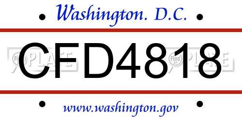 CFD4818 District Of Columbia License Plate
