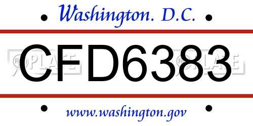 CFD6383 District Of Columbia License Plate