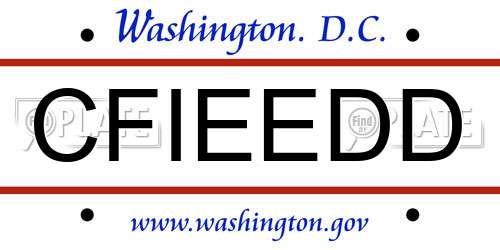 CFIEEDD District Of Columbia License Plate