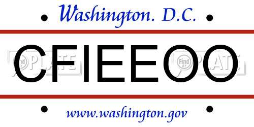 CFIEEOO District Of Columbia License Plate