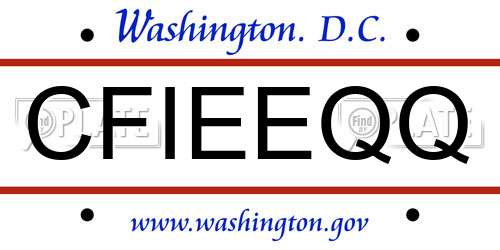 CFIEEQQ District Of Columbia License Plate