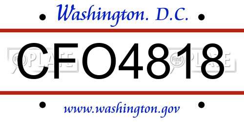 CFO4818 District Of Columbia License Plate
