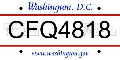 CFQ4818 District Of Columbia License Plate