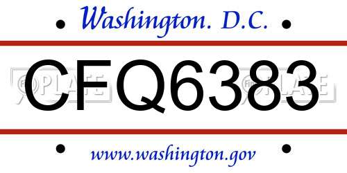CFQ6383 District Of Columbia License Plate