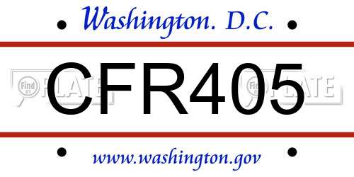 CFR405 District Of Columbia License Plate