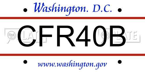 CFR40B District Of Columbia License Plate