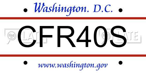 CFR40S District Of Columbia License Plate