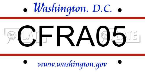 CFRA05 District Of Columbia License Plate