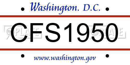CFS1950 District Of Columbia License Plate