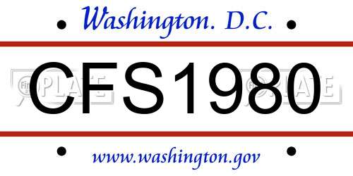 CFS1980 District Of Columbia License Plate
