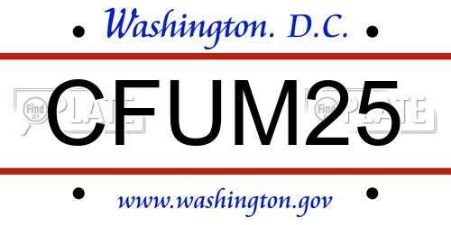 CFUM25 District Of Columbia License Plate