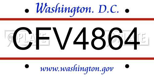 CFV4864 District Of Columbia License Plate