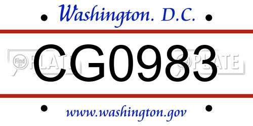 CG0983 District Of Columbia License Plate