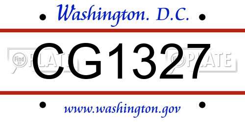 CG1327 District Of Columbia License Plate