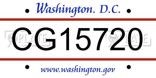 CG15720 District Of Columbia License Plate