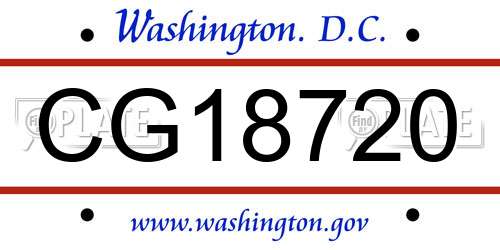 CG18720 District Of Columbia License Plate