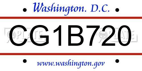 CG1B720 District Of Columbia License Plate