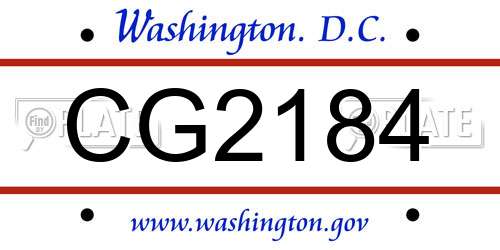 CG2184 District Of Columbia License Plate