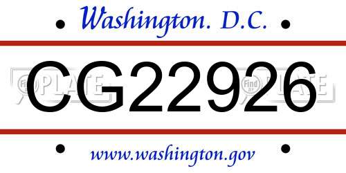 CG22926 District Of Columbia License Plate
